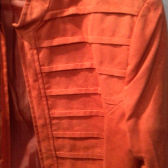 Tan Jay suede-like orange jacket/blazer with  bonus coordinating Tee - Picture 6 of 8